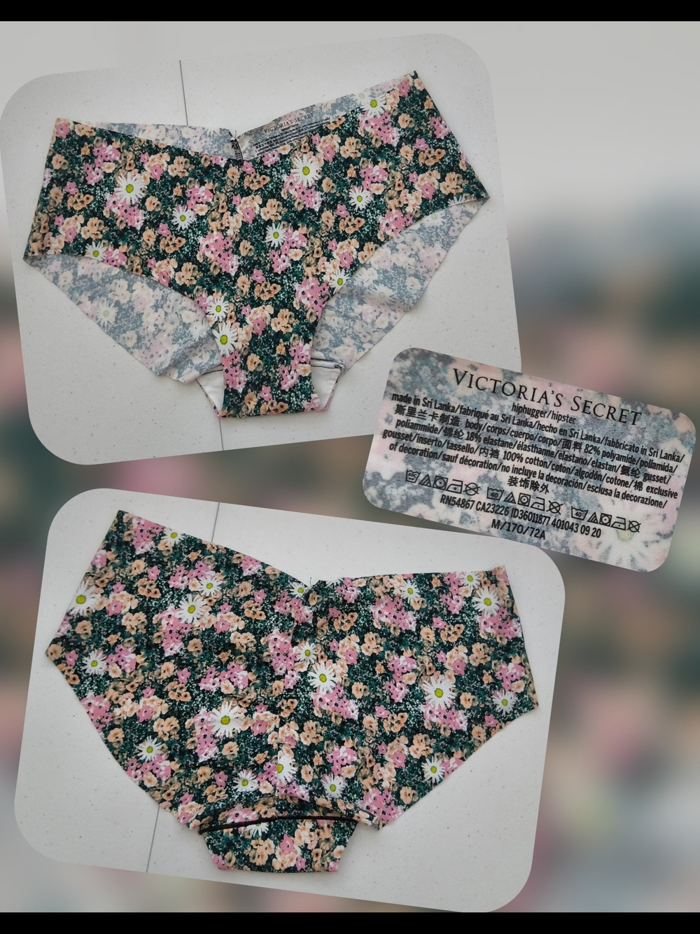 Victoria's Secret Green Floral Hipster Panty Size Med Nwots